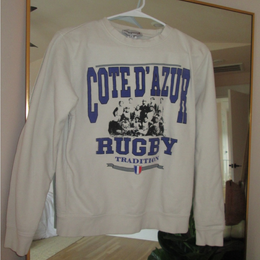 First Port  White Crewneck Sweater with Graphic Print